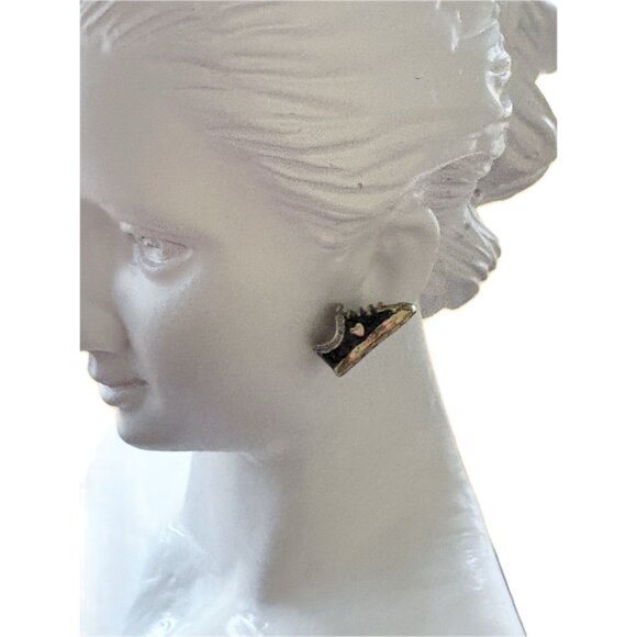 Betsey Johnson Black Casual Sneaker & Speech Bubble Cool Word Stud Earrings - Picture 2 of 4